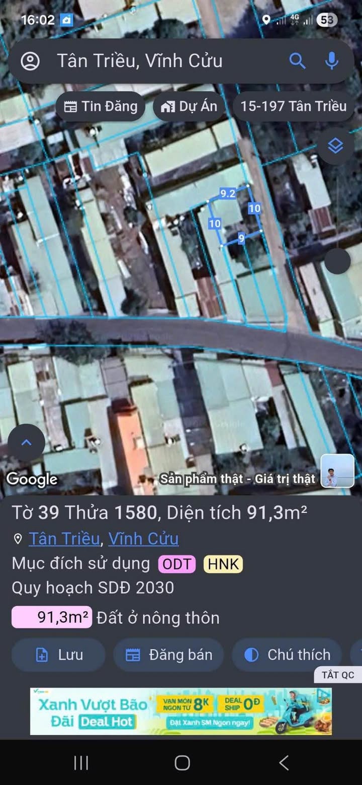 Đất nền ấp 1, xã Thạnh Phú, 90m² giá 1.39 tỷ - Sổ hồng chính chủ