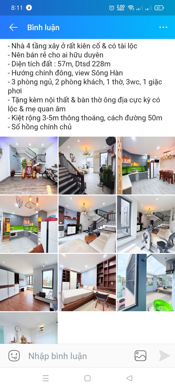 Nhà chính chủ 168 Trưng Nữ Vương, 57m² giá thỏa thuận - Tặng nội thất cao cấp!