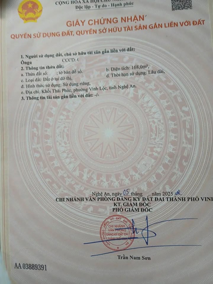 Đất nền khối Thái Phúc, Nghi Thái 161,5m² giá 1,88 tỷ - Hướng Đông Nam mát mẻ!