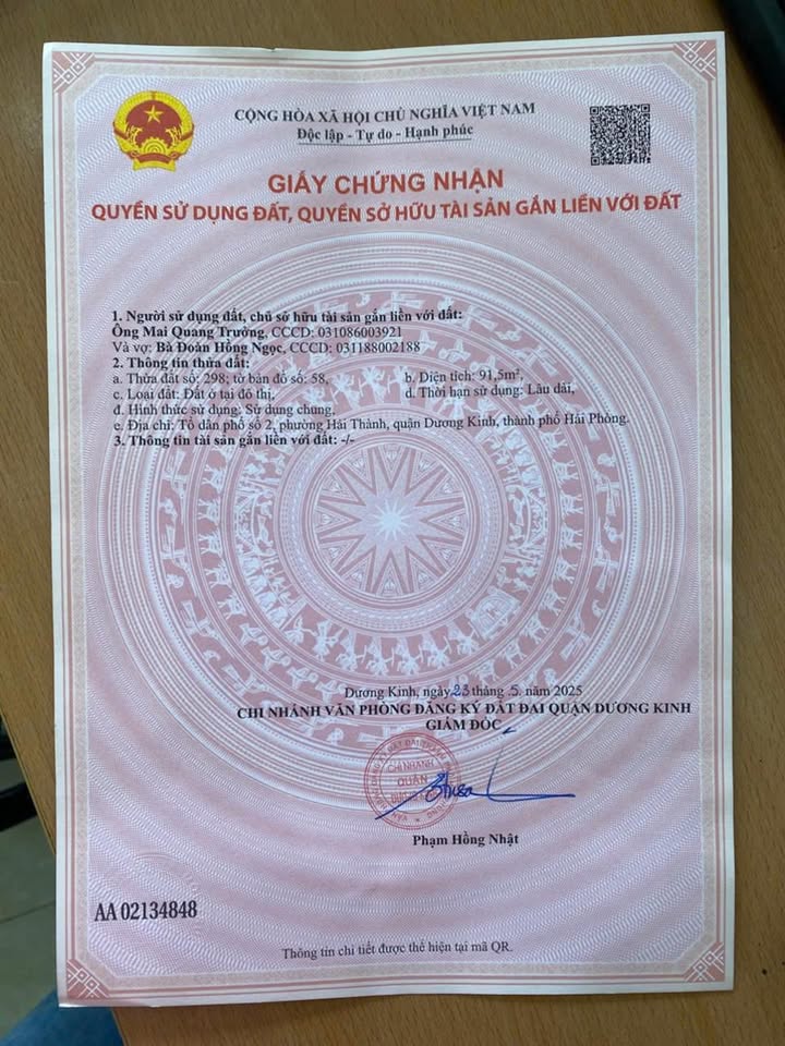 Đất nền khu Hải Thành 2, Dương Kinh 91m² giá 2 tỷ - Đầu tư sinh lời ngay!