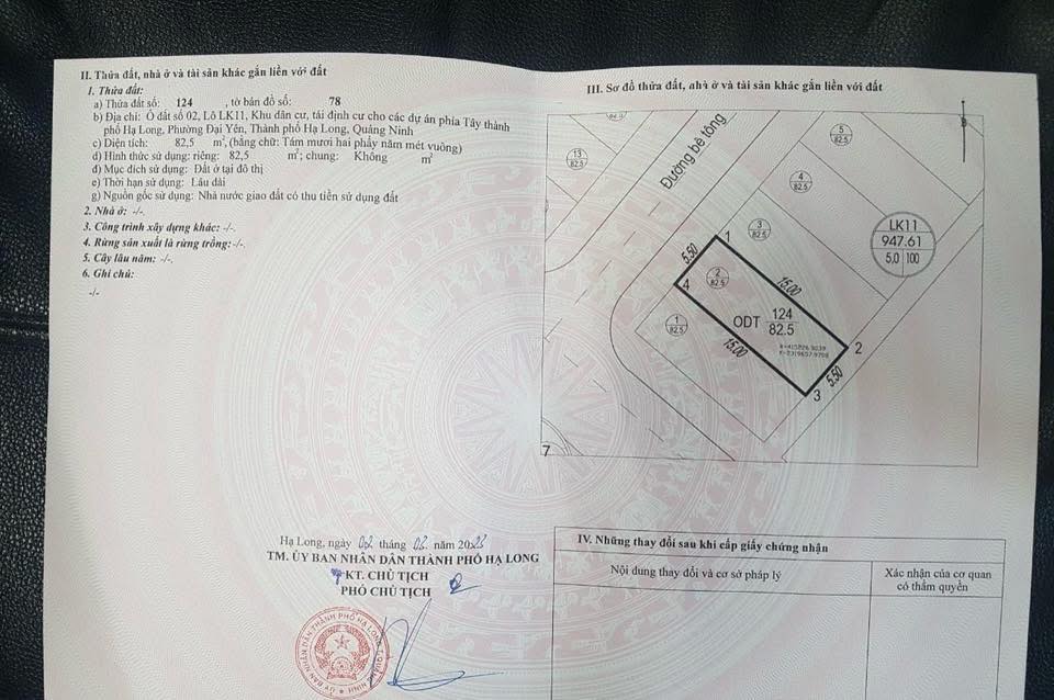 Đất nền Đại Yên - Vin Hạ Long Xanh 82.5m² giá tốt - Sổ hồng trao tay!