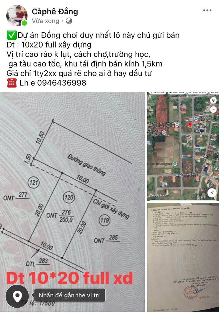 Đất nền Dự án Đồng Choi Tân Đồng 200m² giá chỉ 1.2 tỷ - Cơ hội đầu tư hấp dẫn!