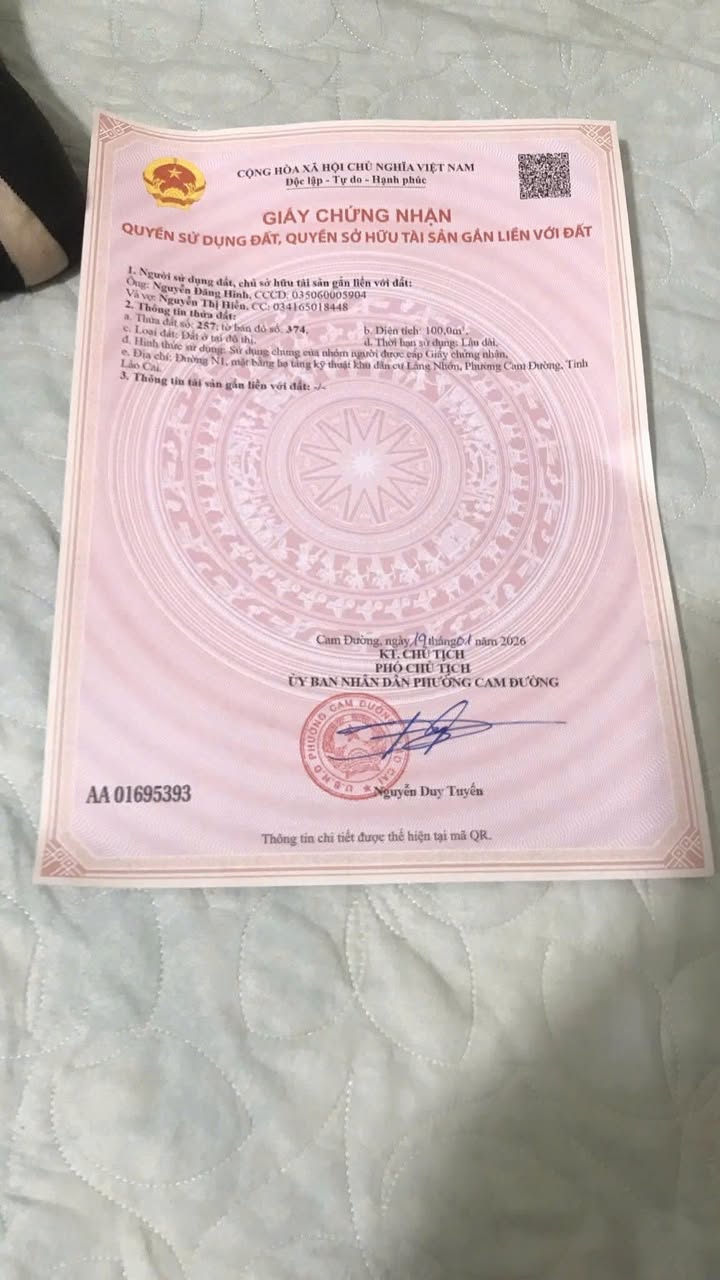 Đất chính chủ Cam Đường, Lào Cai 100m² giá 1.6 tỷ - Vị trí thuận lợi gần trường học và chợ