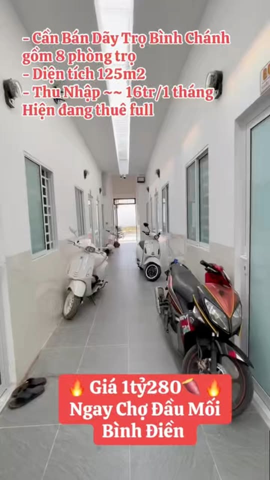 Dãy trọ 8 phòng Quận 8, diện tích 125m², giá 1,28 tỷ - Đầu tư sinh lời ngay gần chợ Bình Điền