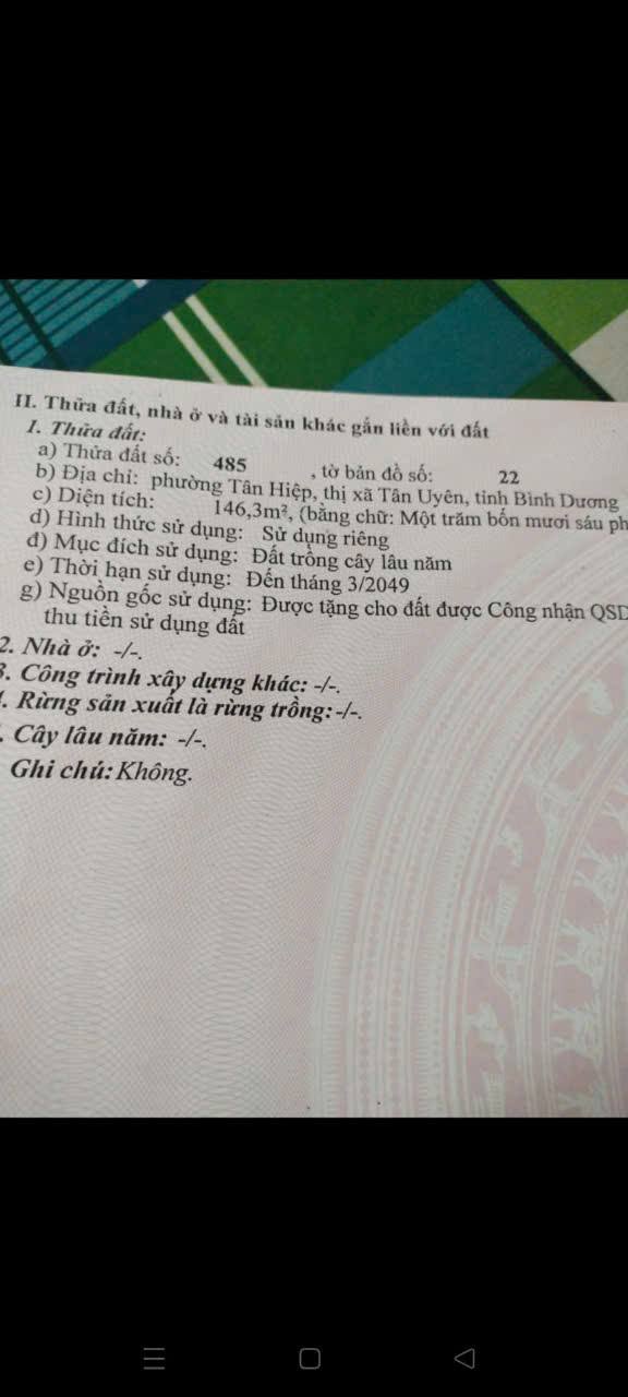 Đất nền chính chủ Phường Tân Hiệp, 150m² giá 1.72 tỷ - Cơ hội đầu tư tuyệt vời!