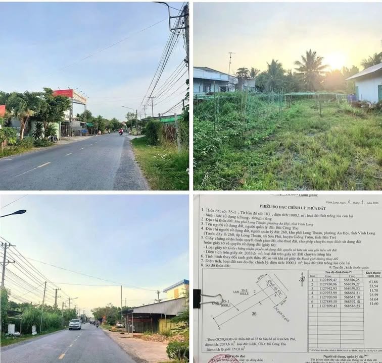 FrontHouse Quốc Lộ 57C, An Hội, Bến Tre 1000m² - Đầu tư sinh lời ngay!