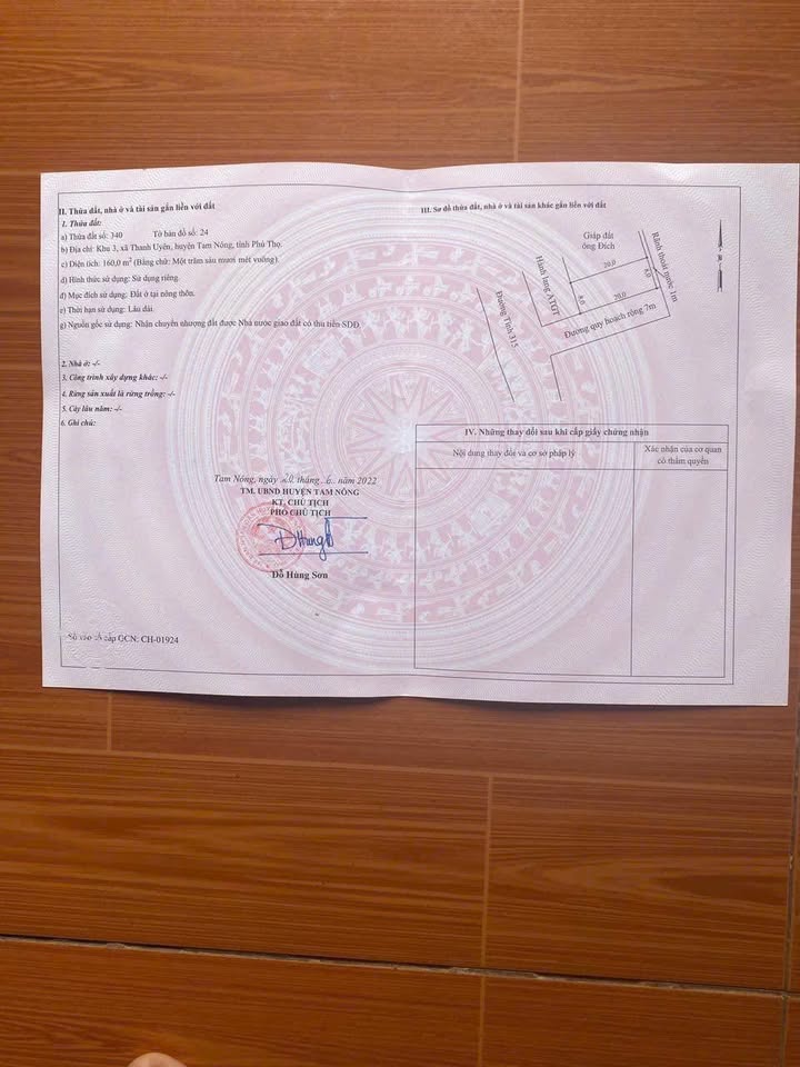 Đất lô góc 2 mặt tiền tại xã Thanh Uyên, huyện Tam Nông, 160m² - Giá chỉ 1 tỷ!