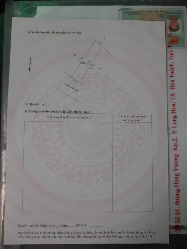 Đất thổ cư khu phố Trường Phú, phường Long Hoa, 148m² chỉ 124 triệu - Cơ hội đầu tư tuyệt vời!