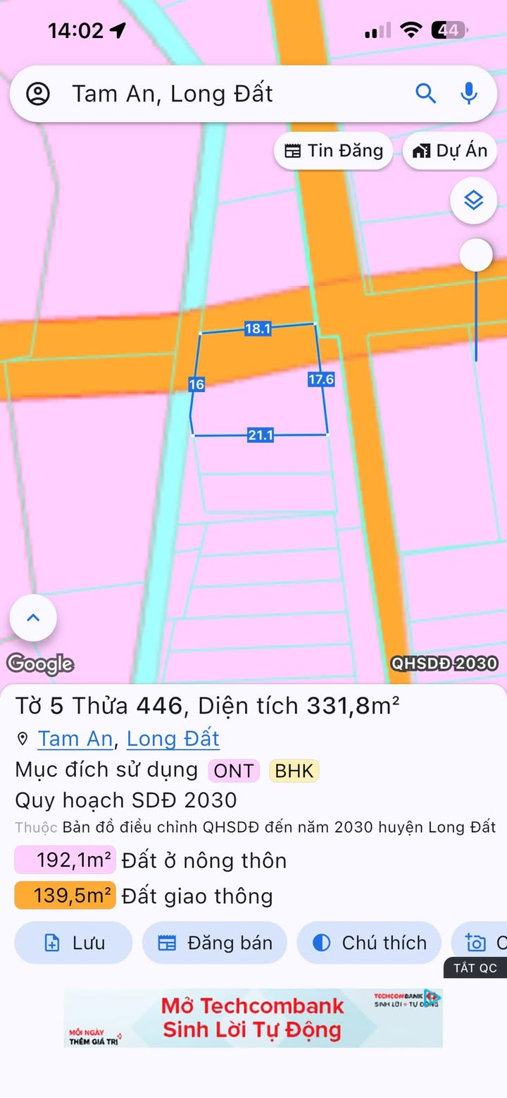 Đất thổ cư 378m² tại Tam An, Long Điền - Giá 1.5 tỷ, bớt chút ít!