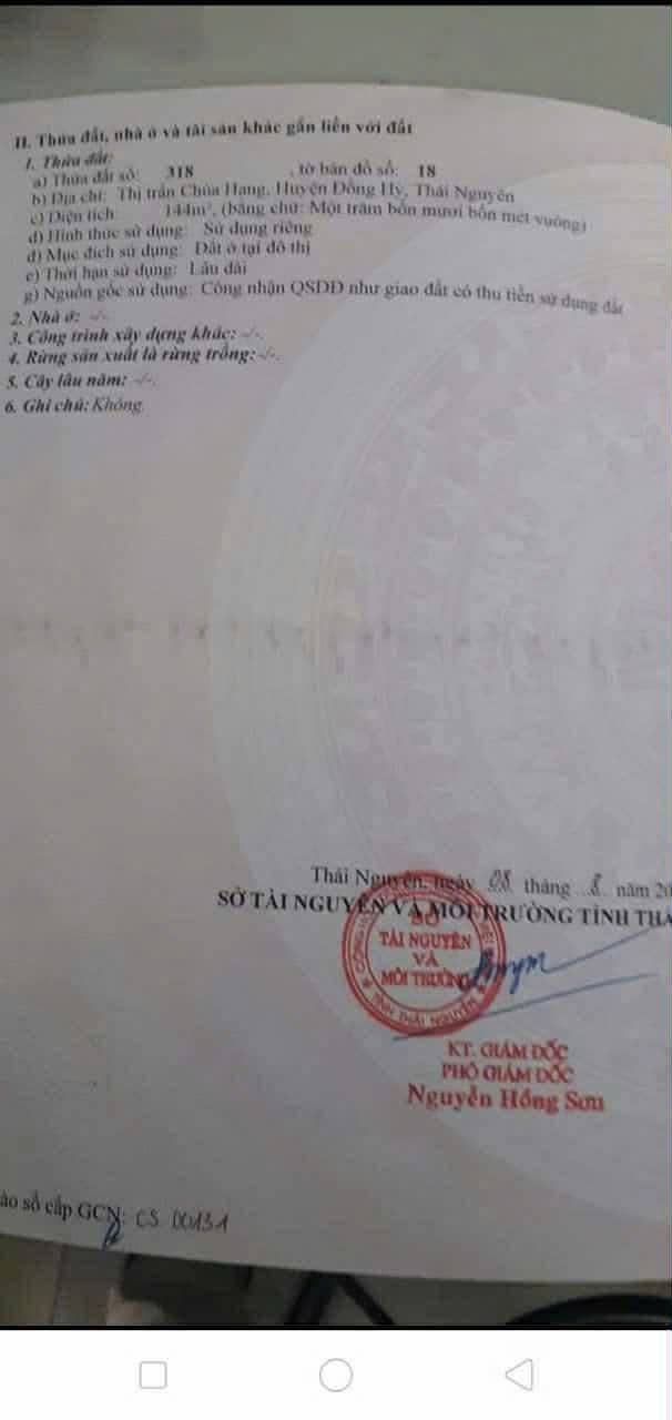 Đất thổ cư 144m² tại Thị trấn Hóa Thượng, Đồng Hỷ - Cơ hội vàng đầu tư!