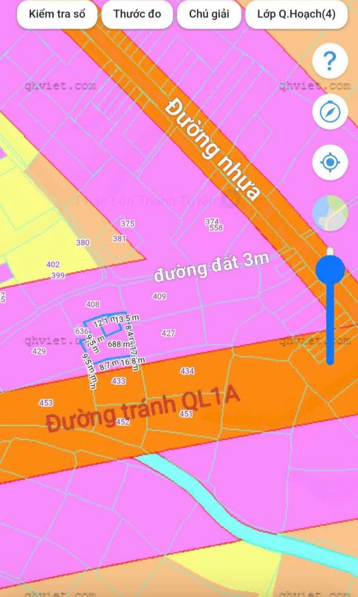 Đất thổ cư 680m² xã Hàm Liêm - Gần mặt tiền QL1A, giá chỉ 9xx triệu