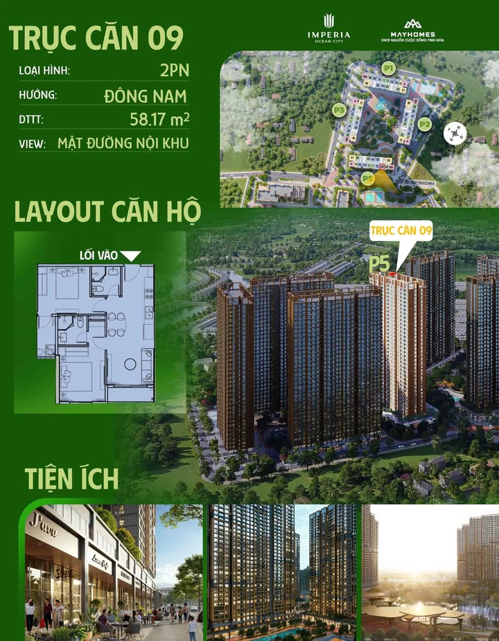 Căn hộ Vinhomes Ocean Park Gia Lâm 58m² giá 3 tỷ - Cơ hội đầu tư hấp dẫn!