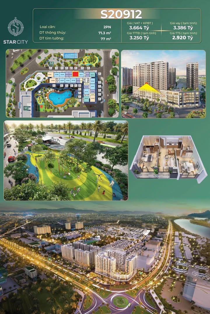 Căn hộ 2PN VH Star City Thanh Hóa 71.3m² giá 2.9 tỷ - Đầu tư sinh lời hấp dẫn!