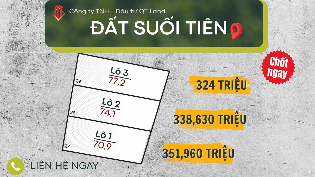 Đất nền Suối Tiên, Diên Khánh 74m² chỉ 325 triệu - Đầu tư lý tưởng!