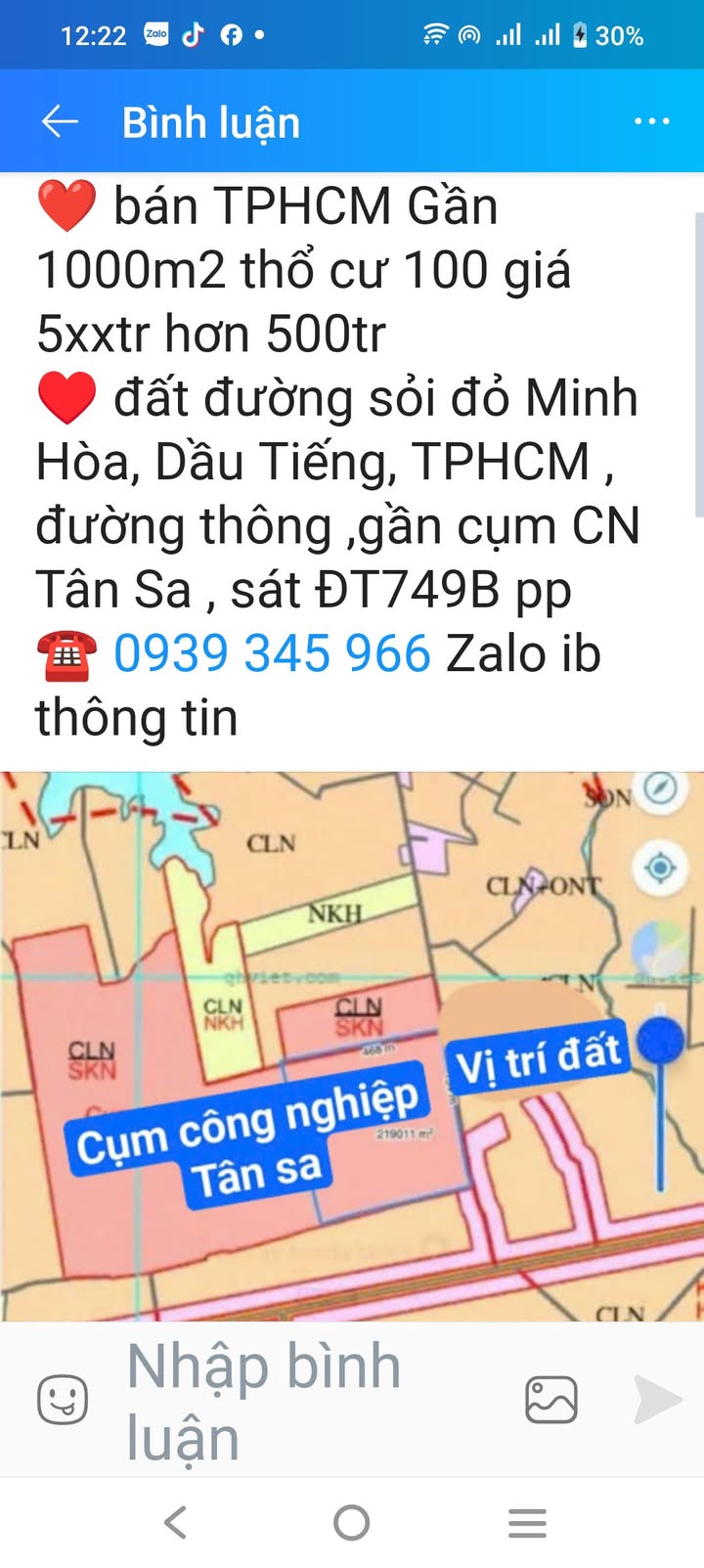 Đất thổ cư 1000m² Xã Minh Hòa, Dầu Tiếng giá 550 triệu - Đường thông, gần cụm CN Tân Sa!