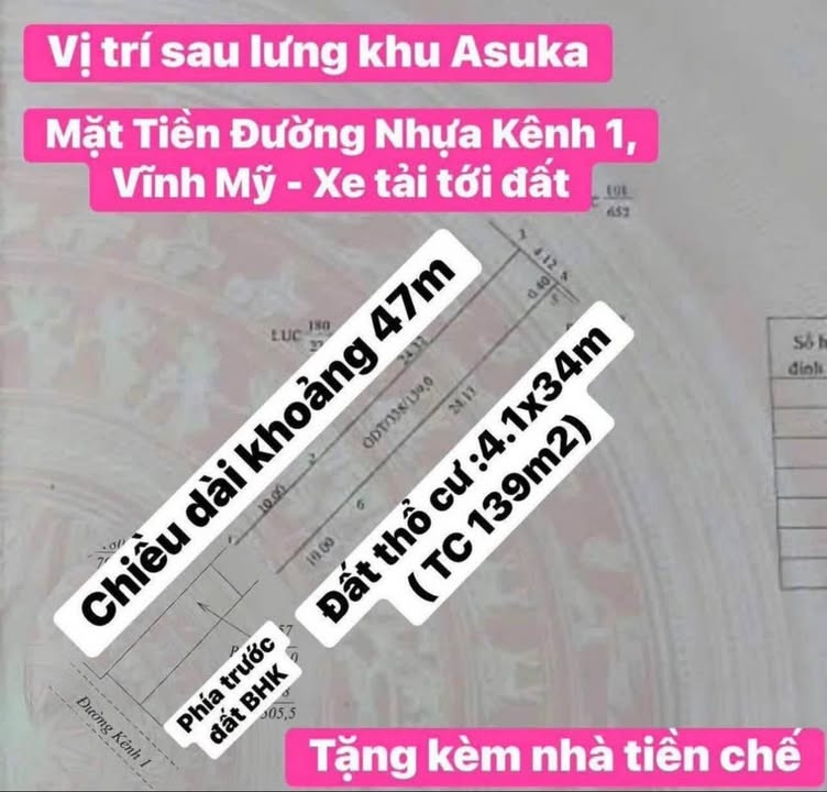 Đất thổ cư 192m² mặt tiền Đường Kênh 1, Châu Phú A - Bán gấp, giá tốt!