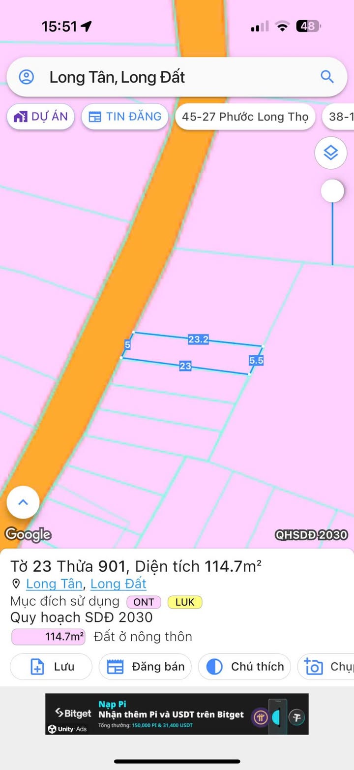 Đất nền tại Thị trấn Đất Đỏ 114,7m² giá 750 triệu - Cơ hội đầu tư tuyệt vời!