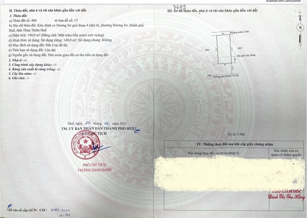 Đất nền 140m² Hương Sơ, TP Huế giá 3 tỷ - Đối diện trung tâm thương mại