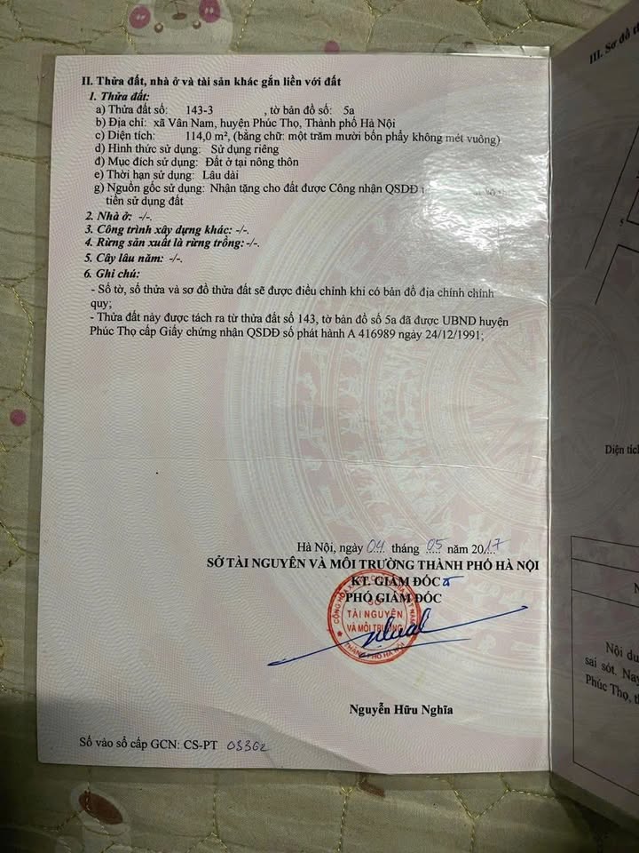 Đất chính chủ Vân Phúc, Phúc Thọ, Hà Nội 114m² giá nhỉnh 2 tỷ - Tiện ích đầy đủ, đầu tư sinh lời!