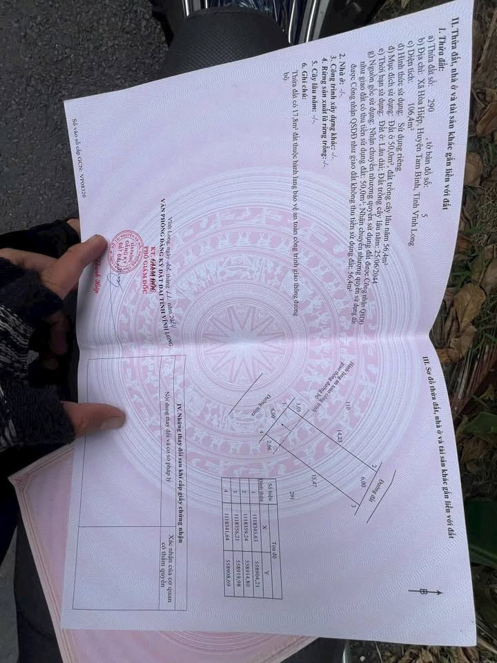 Đất nền 108m² tại Hòa Hiệp, Tam Bình, Vĩnh Long giá 230 triệu - Sổ đỏ chính chủ!