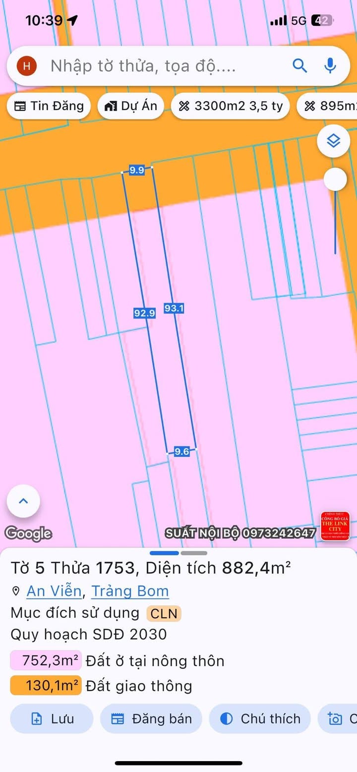 Đất nền KCN Giang Điền 883m² giá 7 tỷ - Sổ hồng chính chủ!