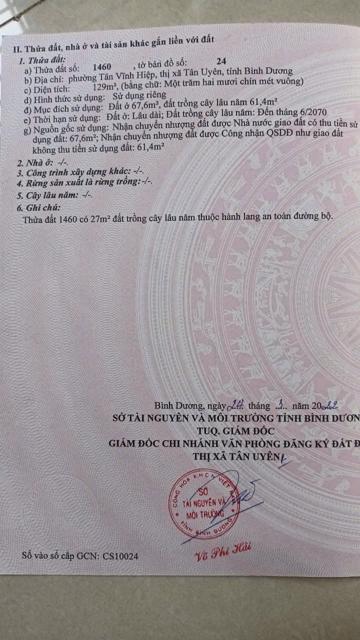 Đất thổ cư 524m² mặt tiền đường nhựa Tân Vĩnh Hiệp - Giá chỉ 2.15 tỷ!