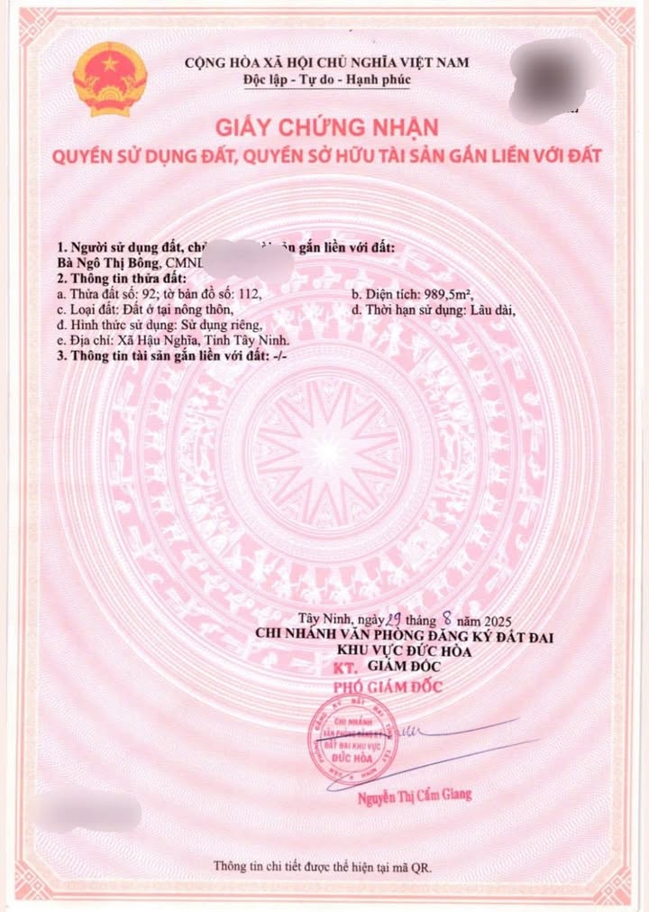 Đất thổ cư 100% tại Dương Minh Châu 989m² giá chỉ 320 triệu - Cơ hội đầu tư tuyệt vời!