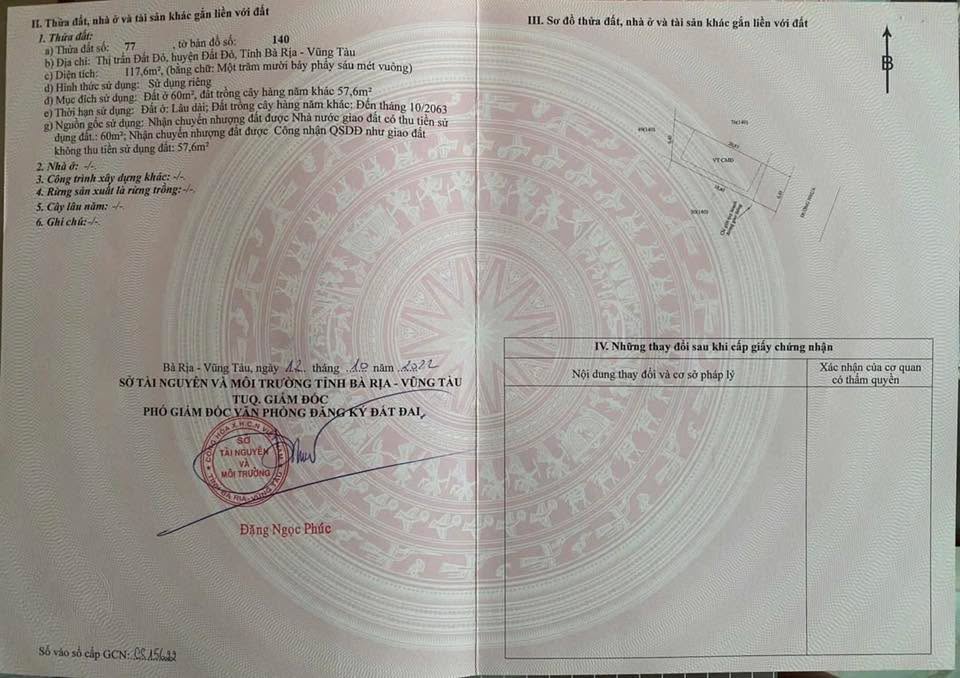 Đất nền Thị trấn Đất Đỏ 120m² giá 1.5 tỷ - Sổ hồng chính chủ, vị trí đẹp!