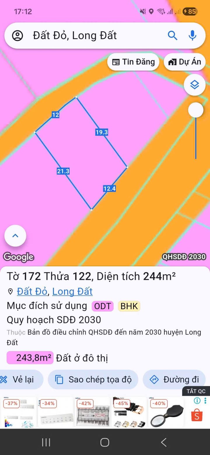 Lô đất Đất Đỏ, Bà Rịa - Vũng Tàu 288m² giá 3.25 tỷ - Đầu tư sinh lời ngay!