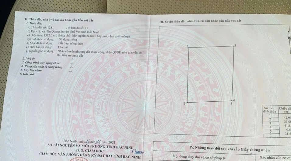 Đất nền thổ cư 1372m² tại Hán Quảng, Quế Võ, Bắc Ninh giá 22.638 tỷ - Cơ hội đầu tư hấp dẫn!