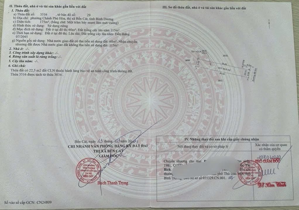 Đất nền Phường Chánh Phú Hòa, Bến Cát 175m² giá 1.2 tỷ - Đầu tư sinh lời ngay!