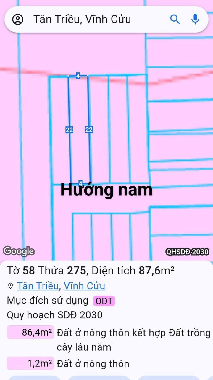 Đất nền Phường Tân Triều 88m² giá 1.1 tỷ - Sổ riêng, thổ cư