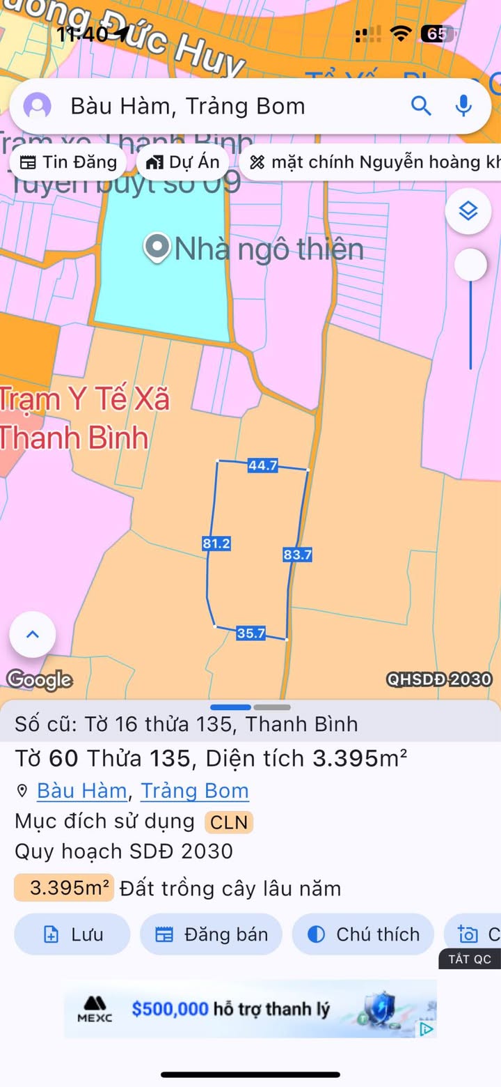 Đất nền Huyện Đồng Phú 3395m² giá chỉ 6xx triệu - Mặt tiền đường ô tô rộng rãi!