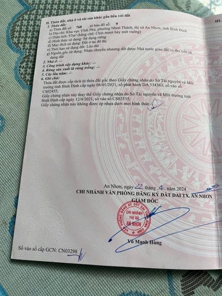 Đất nền Vĩnh Phú, Nhơn Thành, An Nhơn 97m² giá 400 triệu - Đầu tư sinh lời ngay!