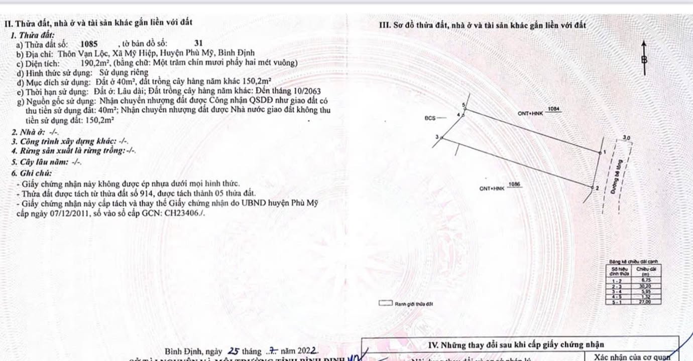 Đất nền thôn Vạn Lộc, Mỹ Hiệp, Phù Mỹ 200m² giá 240 triệu - Sổ đỏ chính chủ!