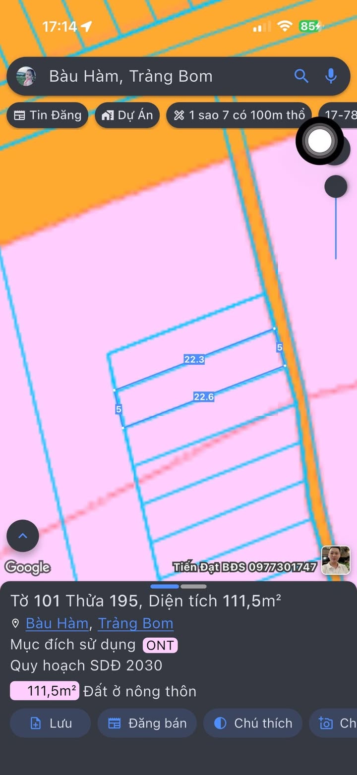 Đất thổ cư 100m² tại Bàu Hàm, Đồng Nai - Giá 620 triệu, sổ hồng riêng, sang tên ngay!