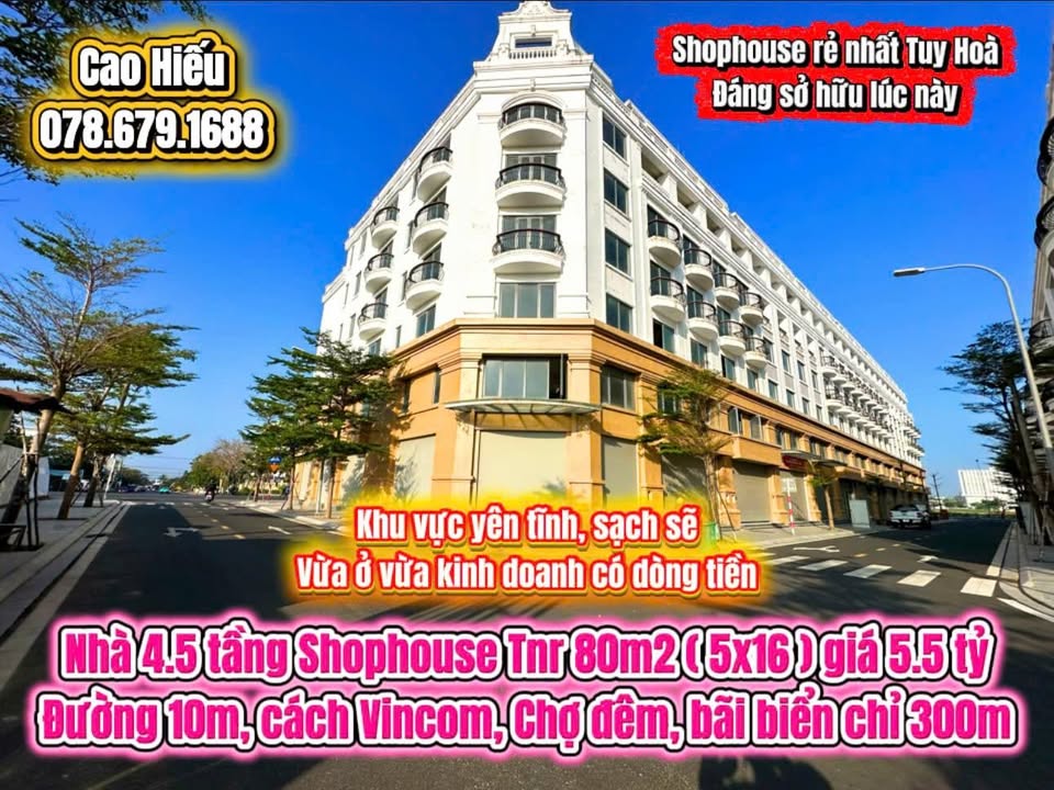 Shophouse TNR Tuy Hòa 80m² giá 5.5 tỷ - Vừa ở vừa kinh doanh