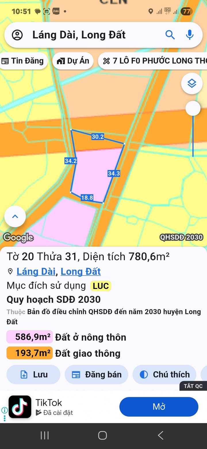 Đất nền Xã Láng Dài 780,6m² giá 2 tỷ - Sổ đỏ chính chủ, thích hợp đầu tư!