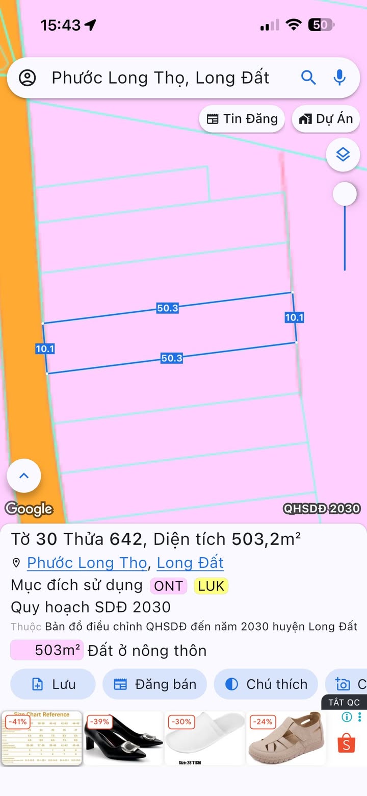 Đất nền KCN Đất Đỏ, Bà Rịa - Vũng Tàu 500m² giá 1.75 tỷ - Đường nhựa rộng rãi!