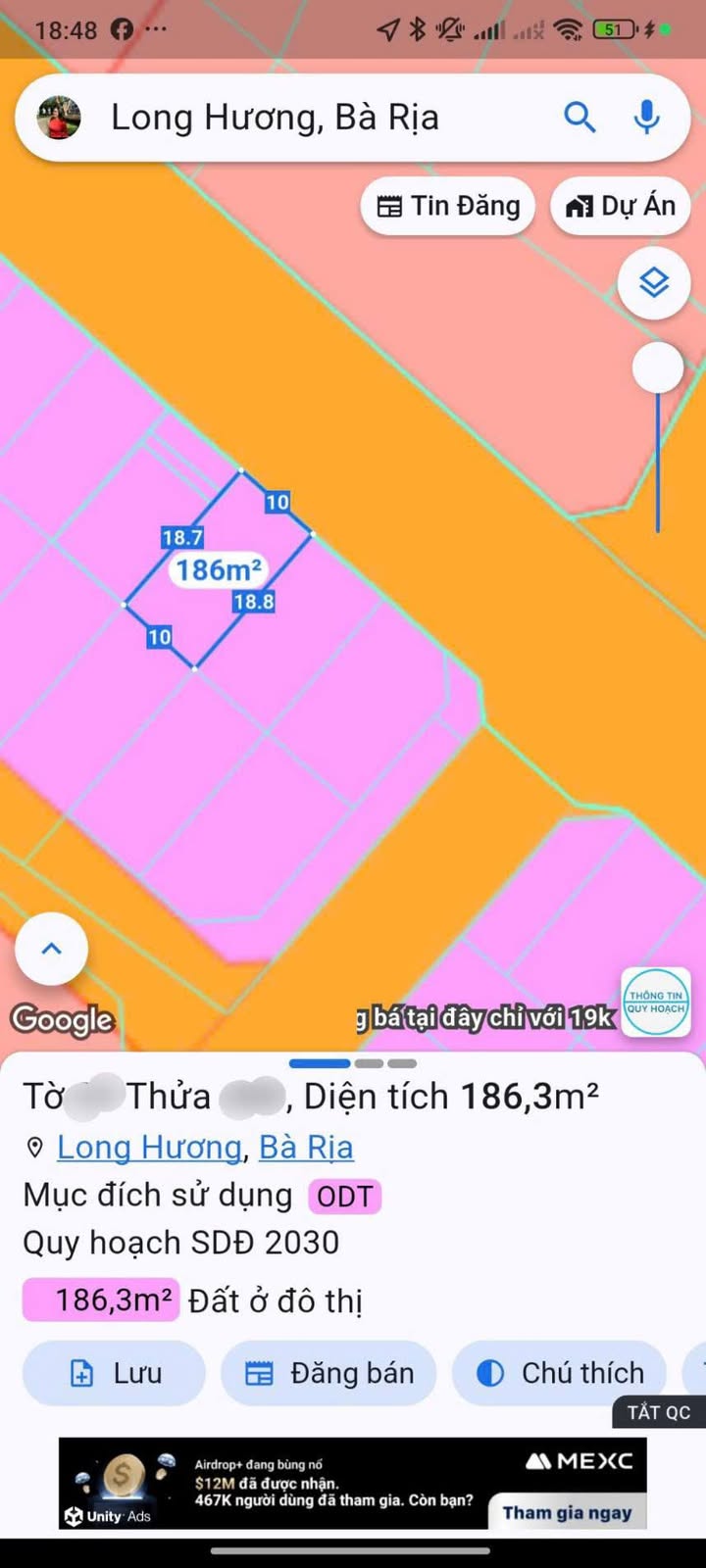 Lô đất biệt thự 186m² đường Vũ Trọng Phụng, Bà Rịa chỉ 6 tỷ - Cơ hội đầu tư tuyệt vời!