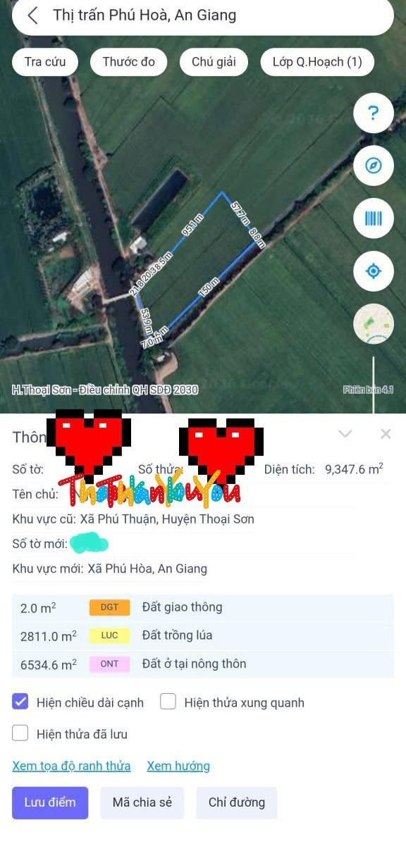 Đất nền Phú Thuận, Thoại Sơn 9347m² giá 4.673 tỷ - Đầu tư sinh lời ngay!