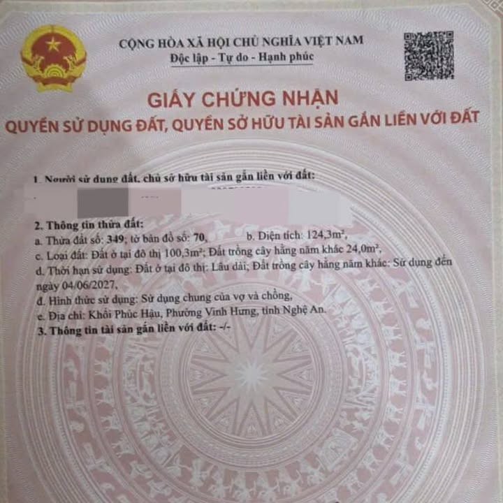 Đất nền chính chủ Phường Vinh Hưng 124m² giá chỉ 2 tỷ - Đường ô tô tránh nhau!