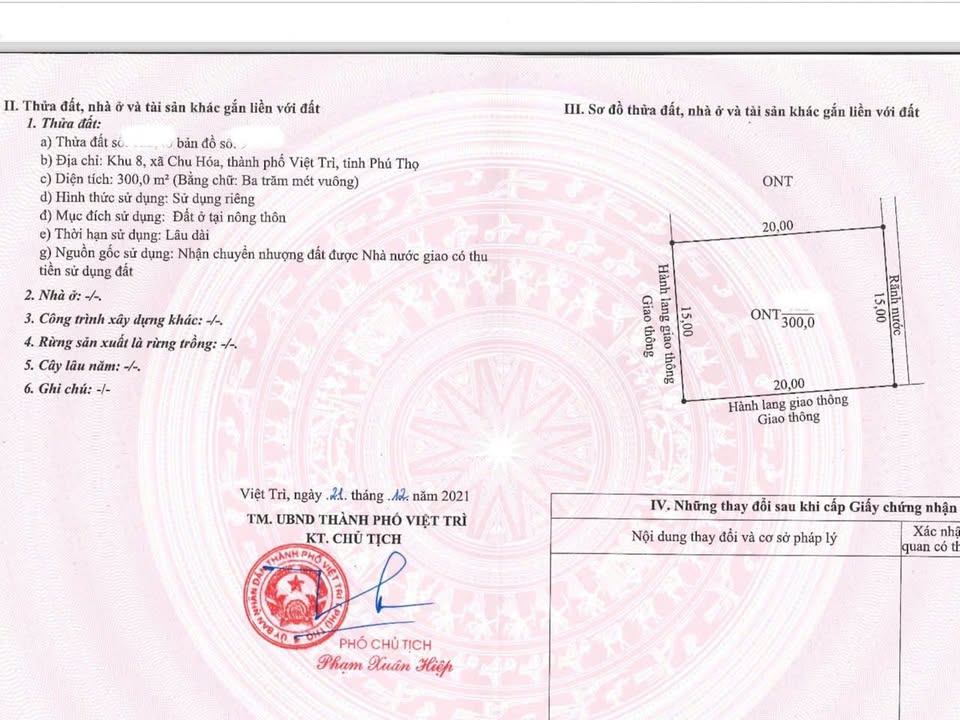 Đất nền 2 mặt tiền tại Khu 8, xã Hy Cương, 300m² giá 4.5 tỷ - Cơ hội đầu tư lý tưởng!