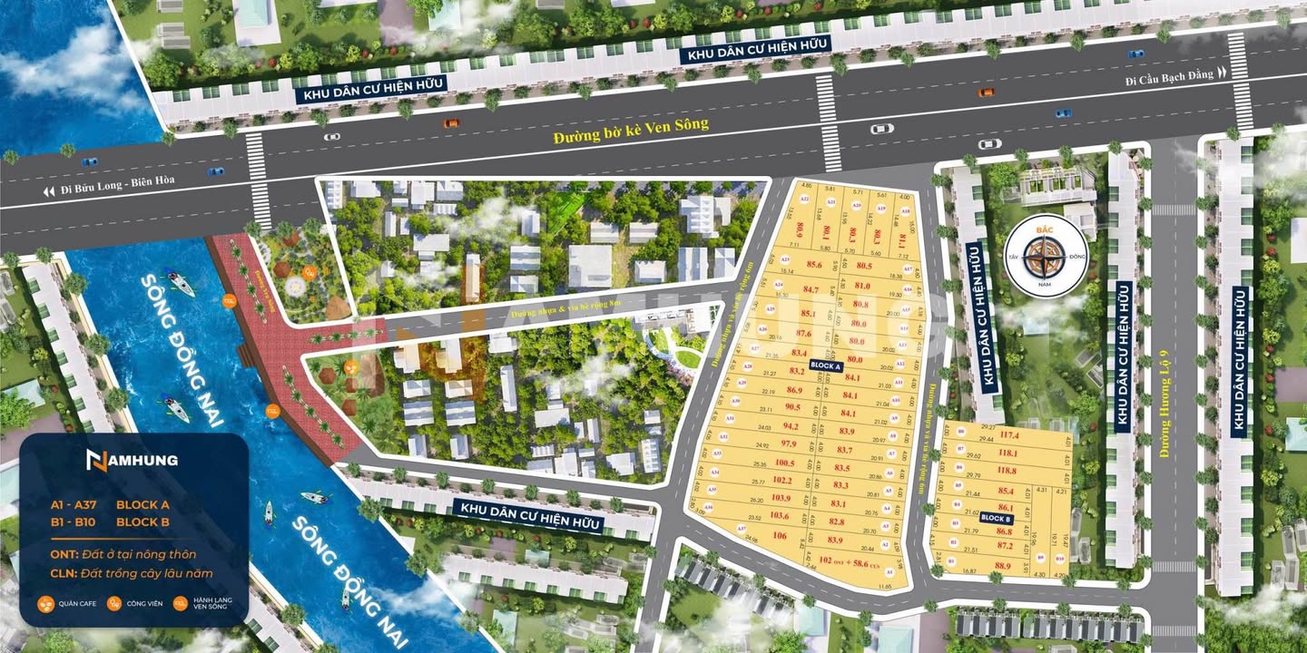 Đất nền Nhơn Trạch 80m² giá 1.1 tỷ - Sổ riêng, view sông tuyệt đẹp!