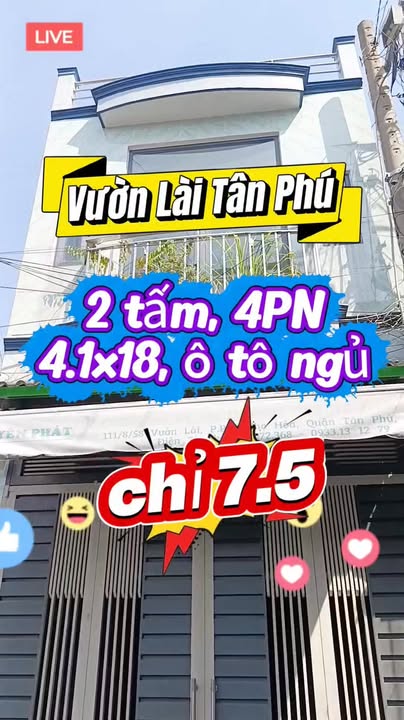 Nhà 2 tầng Tân Phú 73m² giá 7.5 tỷ - Ô tô vào tận nhà!