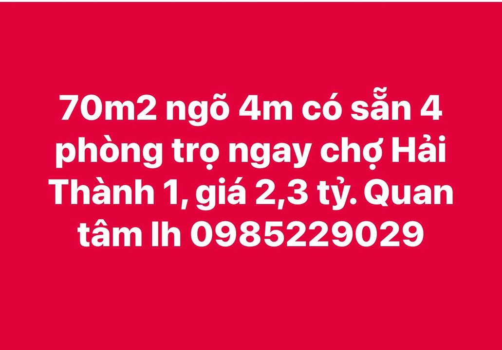 Nhà 4 phòng trọ Phường Hải Thành 70m² giá 2.3 tỷ - Đầu tư sinh lời ngay!