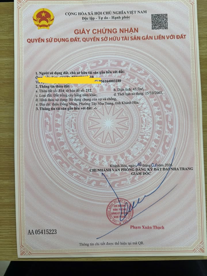 Đất nền đường DT657, Tây Nha Trang 45.7m² giá 850 triệu - Cơ hội đầu tư vàng!