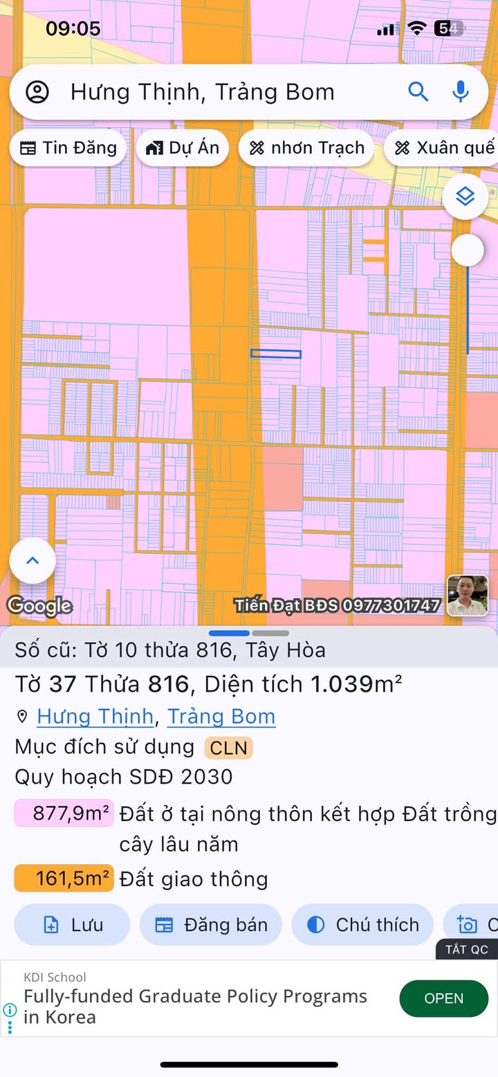 Đất nền Trảng Bom 1.039m² giá 2.8 tỷ - Cơ hội đầu tư tuyệt vời!