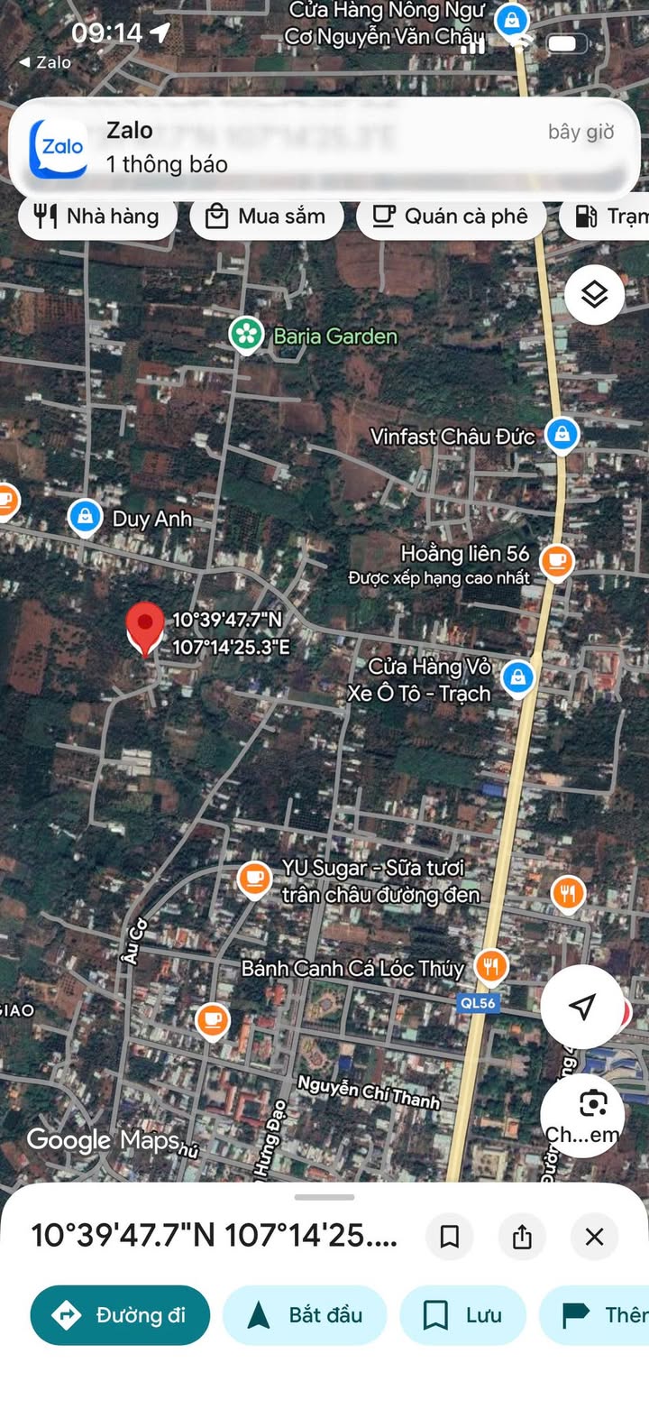 Đất thổ cư Ngãi Giao 200m² giá chỉ 800 triệu - Cách QL56 chỉ 500m!