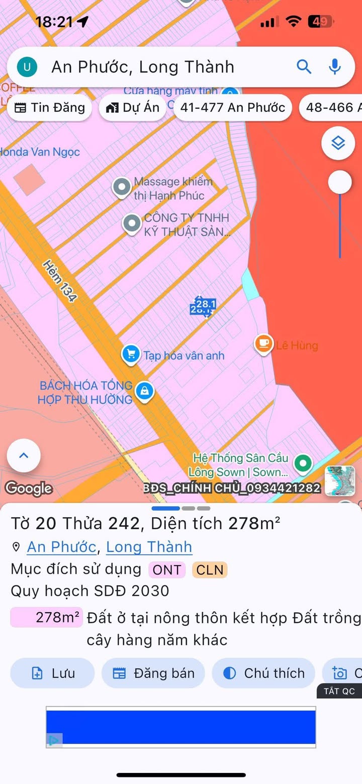 Đất nền Ấp 8, An Phước, Long Thành, 278m² giá 2 tỷ - Cơ hội đầu tư hấp dẫn!